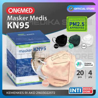 ONEMED - Masker Earloop 4 Ply KN95 | Masker KN95 | Masker Medis Hijau Tua