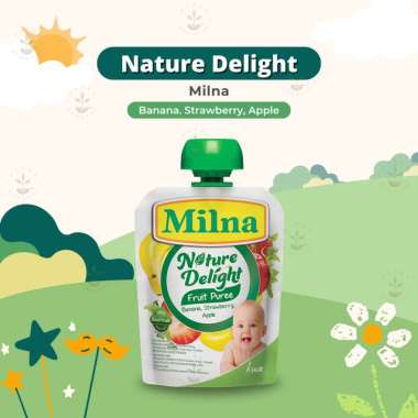 Milna Nature Delight Fruit Puree 80gr - Makanan Mpasi Bayi Banana Strawberry Apple