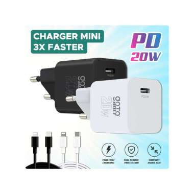 Goto Bolt Charger Fast Charging Casan Adaptor Hp Iphone PD 20W Type C BLACK