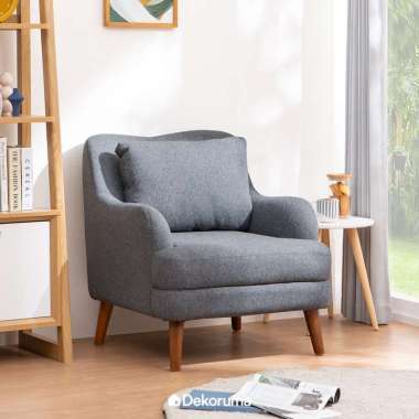 Dekoruma HISA Sofa Minimalis 1 Dudukan Kain / Sofa Single Seater Kain - Abu-abu Tua