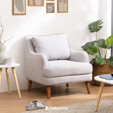 Dekoruma HISA Sofa Minimalis 1 Dudukan Kain / Sofa Single Seater Kain - Abu-abu Muda