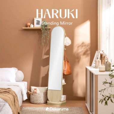 Dekoruma HARUKI Standing Mirror Swifel dengan Storage / Cermin Berdiri
