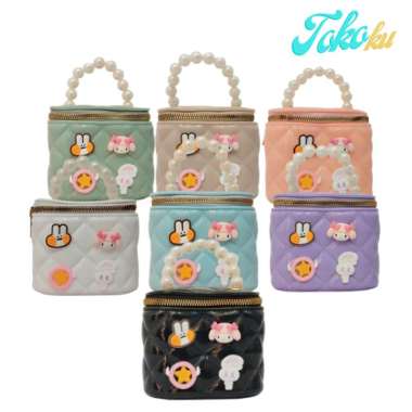 TAS SELEMPANG MINI WANITA BONEKA GAMBAR TABUNG I TAS SELEMPANG I TAS GAMBAR PUTIH
