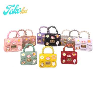 TAS JELLY GLOSSY MINI BONEKA ANAK PUTIH