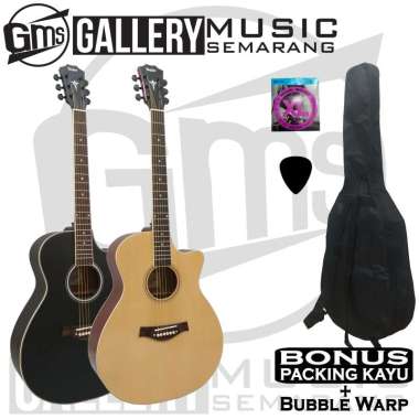 Gitar Akustik Taylor Custom Paket Super Komplit PAKET B Hitam