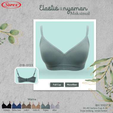 Sorex Bra Tanpa Kawat Busa Kait 2 Setara Cup B Bra Harian Polos BH 11107 Hitam 36