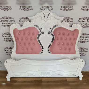 Dipan Ranjang Tempat Tidur Cat Duco Kayu Jati Divan Ukir Mebel Jepara 160 x 200