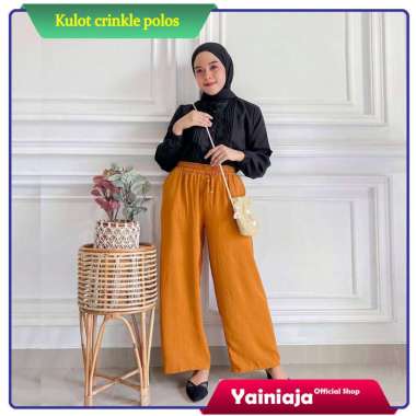 Celana kulot crinkle panjang wanita - kulot wanita crinkle jumbo Purple jumbo