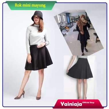 Rok Mini Scuba - ROK FLARE KOREA / MINI SKIRT / FLARE SKIRT Hitam Jumbo