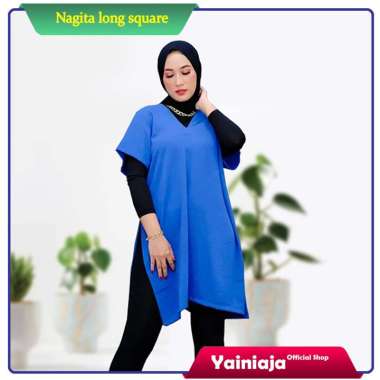 Nagita Long Square Crinkle Aiflow / Baju Atasan Wanita murah Hitam