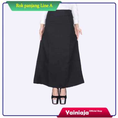 Rok Line A Rok Kerja panjang bahan scuba Mocca