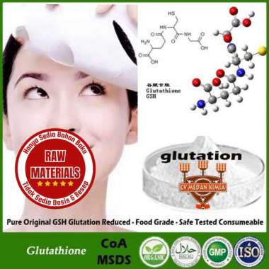 Glutathione Powder Untuk Kapsul / Pure Gluta Suplemen Bubuk BJ Tinggi Food Grade/ Glutathion 50gr Gl