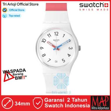 SWATCH SO28W400 Original Swatch GENT IN THE BLOCK Jam Tangan Unisex Analog Original Swiss Made White