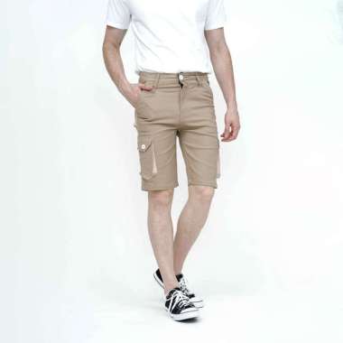 Celana pendek kargo pria cargo pants slim fit melar stretch houseofcuff 35 Hitam