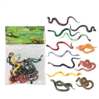 GROSIR 12pc Mainan Ular Karet Kecil isi 12 | Ular ularan karet