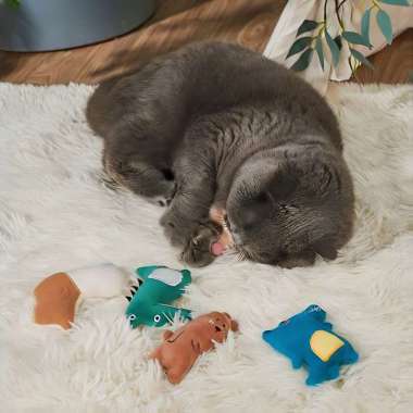 Boneka Mainan Kucing Gigitan Kucing Boneka Catnip Hewan Dan Kartun Mainan Edukatif DINO ABU ABU