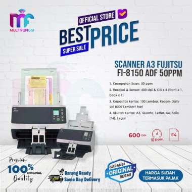 Scanner Fujitsu / Ricoh Fi-8150 ADF 50ppm Duplex Colour Garansi Resmi Fi8150 FI8150 LAN