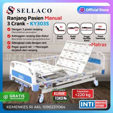 SELLA - Hospital Bed Pasien Manual 1 / 2 Crank | Ranjang Rumah Sakit 1 Crank +Matras Sella