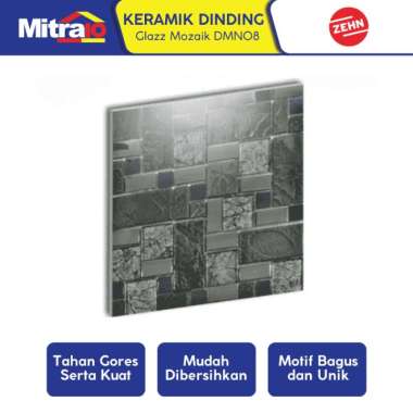 Zehn Keramik Dinding Dapur Glass Mozaik DMN08 30x30 Cm Silver - Multicolor