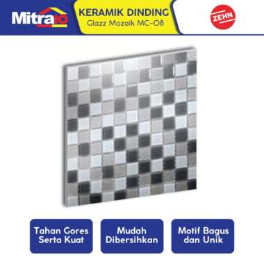 Zehn Keramik Dinding Dapur Glass Mozaik MC-08 30x30 Cm Hitam-Abu - Multicolor