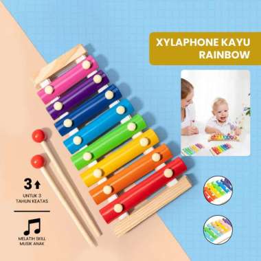 OEM SK-M328 Mainan Kolintang Alat Musik Pukul Anak Xylaphone Kayu Rainbow / Mainan Edukasi Musik Ana