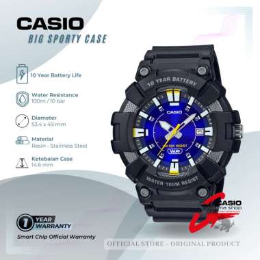 Jam Tangan Pria CASIO Analog Sporty Big Case MW-610H Resin Strap 49 mm Original Black Blue