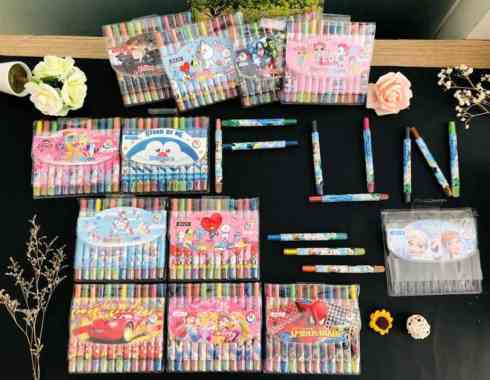 CRAYON PUTAR PENDEK 12 WARNA KARAKTER KARTUN MURAH BTS