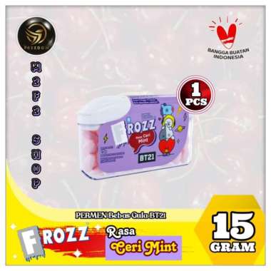 Frozz Permen Bebas Gula Rendah Kalori - 15 gr (Kemasan Satuan) Ceri Mint
