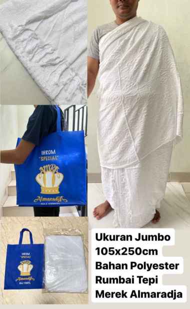 Perlengkapan Haji Kain Ihram Ihrom Rumbai Big Size Ukuran Jumbo 2pcs
