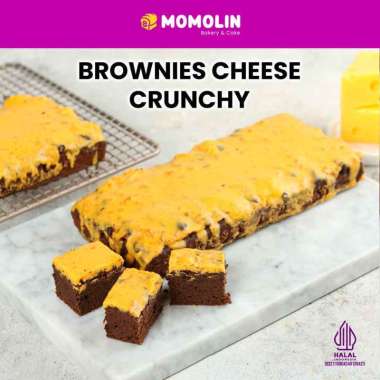 Brownies Cheese Crunchy - Brownies Panggang Keju Lumer Crispy - Brownies Kering Cokelat Keju Momolin