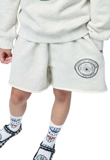 MARDI MERCREDI Kids Sweat Short Marche Emblem Oatmeal Black L