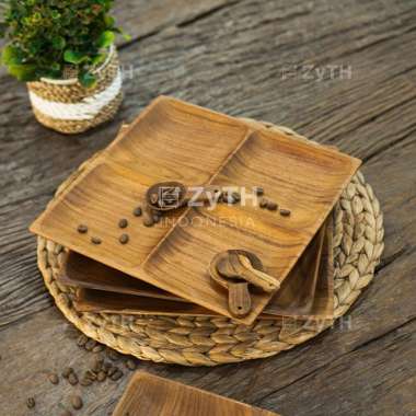 Plate Skar Kayu Jati Berkualitas Ekspor, Plate Skar Kayu Jati Food Grade, Piring Kotak Kayu Jati Foo