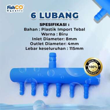 Fishco Keran Kran Udara Air Flow Splitter Pembagi Selang Aerator 6 Lubang