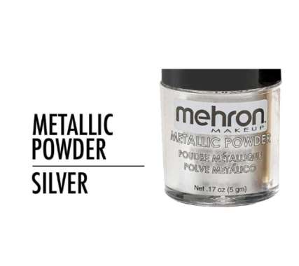 Mehron Makeup Metallic Powder(17 oz)with Mixing Liquid(1 oz)(Silver)