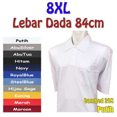 Kaos Polo Polos Katun Combed 20S Jumbo Besar Ukuran 8XL Hitam