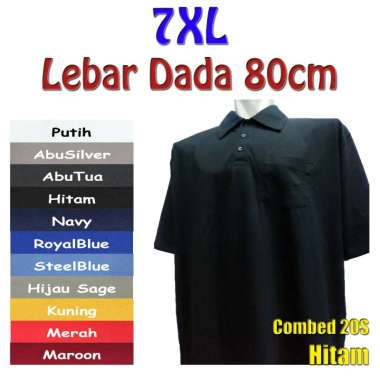 Kaos Polo Polos Katun Combed 20S Jumbo Besar Ukuran 7XL Hitam