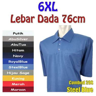 Kaos Polo Polos Katun Combed 20S Jumbo Besar Ukuran 6XL Hitam