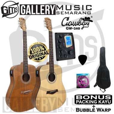 ORIGINAL!!! Gitar Akustik Elektrik Import Merk Cowboy GW-240 NA GW 240 NS Equalizer Tuner AW-1 PAKET