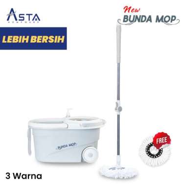 Alat Pel Lantai Praktis Putar Spin Mop Bunda Mop Roda Besar Ember Tebal Premium Grey