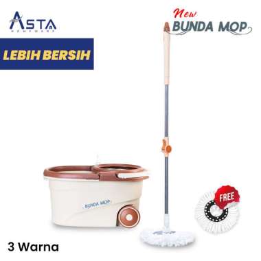 Alat Pel Lantai Praktis Putar Spin Mop Bunda Mop Roda Besar Ember Tebal Premium Choco