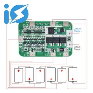 Module BMS 6S 25.2V 24V 15A Lithium Ion Polymer 18650 Battery Protection Board