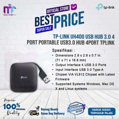 TP-LINK UH400 USB HUB 3.0 4-Port / Portable USB3.0 HUB 4port TPLINK