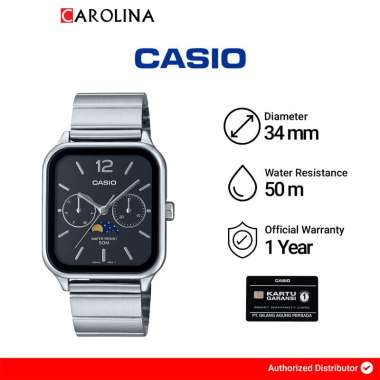 Jam Tangan Pria Casio To The Moon and Back Series MTP-M305D-1A Black Dial with Stainless Steel Band