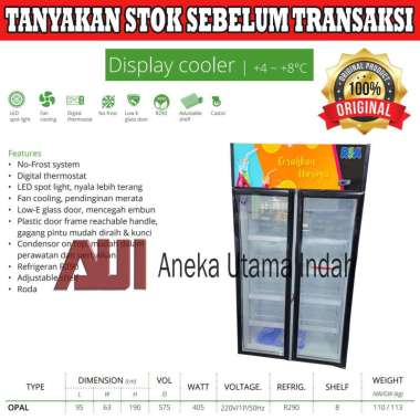 RSA OPAL 2 Dua Pintu Showcase - Display Cooler - Lemari Kaca Berpendingin - Kulkas Kaca - Tempat Pro