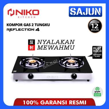 Niko Reflection 4 Kompor Gas Kaca 2 Tungku - Kaca Tempered 7mm