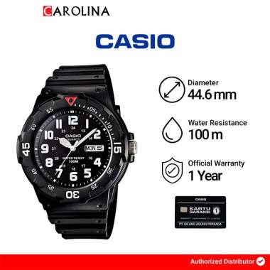 Jam Tangan Pria Casio General MRW-200H-1B Water Resistant 100M Black Dial Black Resin Band