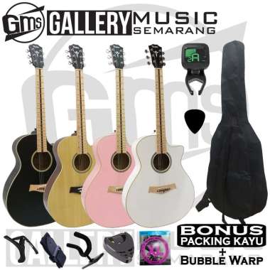 Gitar Akustik Taylor Fingerboard Maple Berkualitas PAKET C Hitam