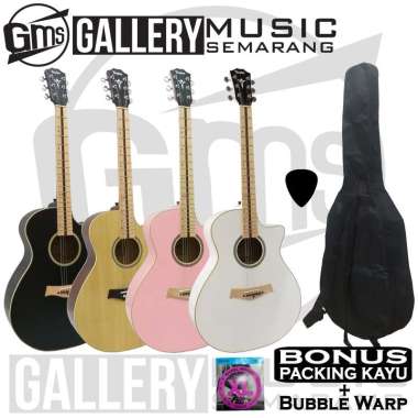 Gitar Akustik Taylor Fingerboard Maple Berkualitas PAKET B Hitam