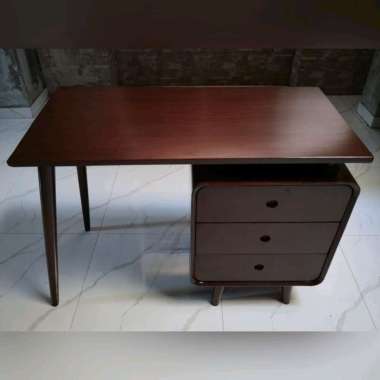 Meja Kerja Komputer Retro Minimalis Kayu Jati Meja Belajar Laci PC Kantor Jepara