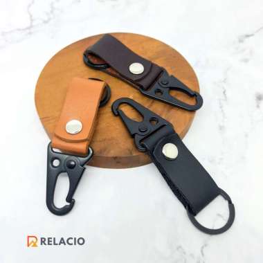 Gantungan Kunci Mobil Motor Kulit Sapi Asli Handmade Leather KeyChain Tan